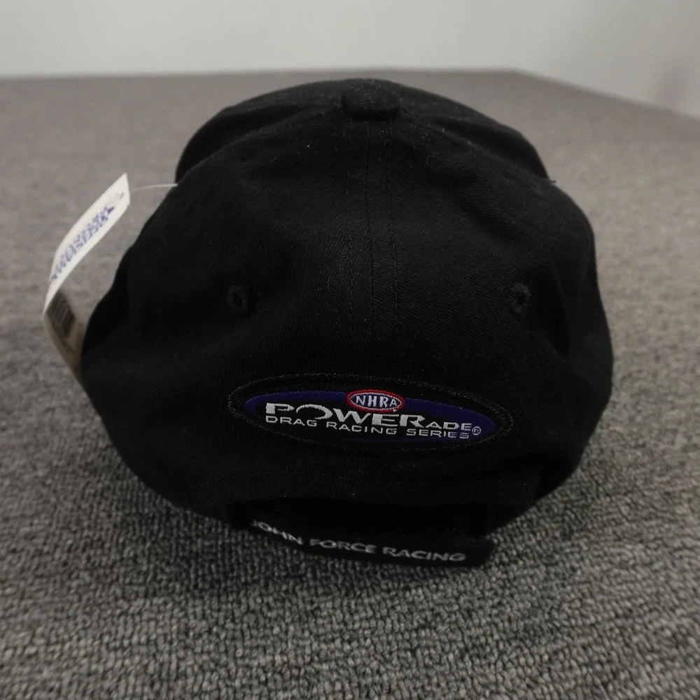 John Force Racing Hat Cap Strap Back Mens One Size Black NHRA Signed Main Gate
